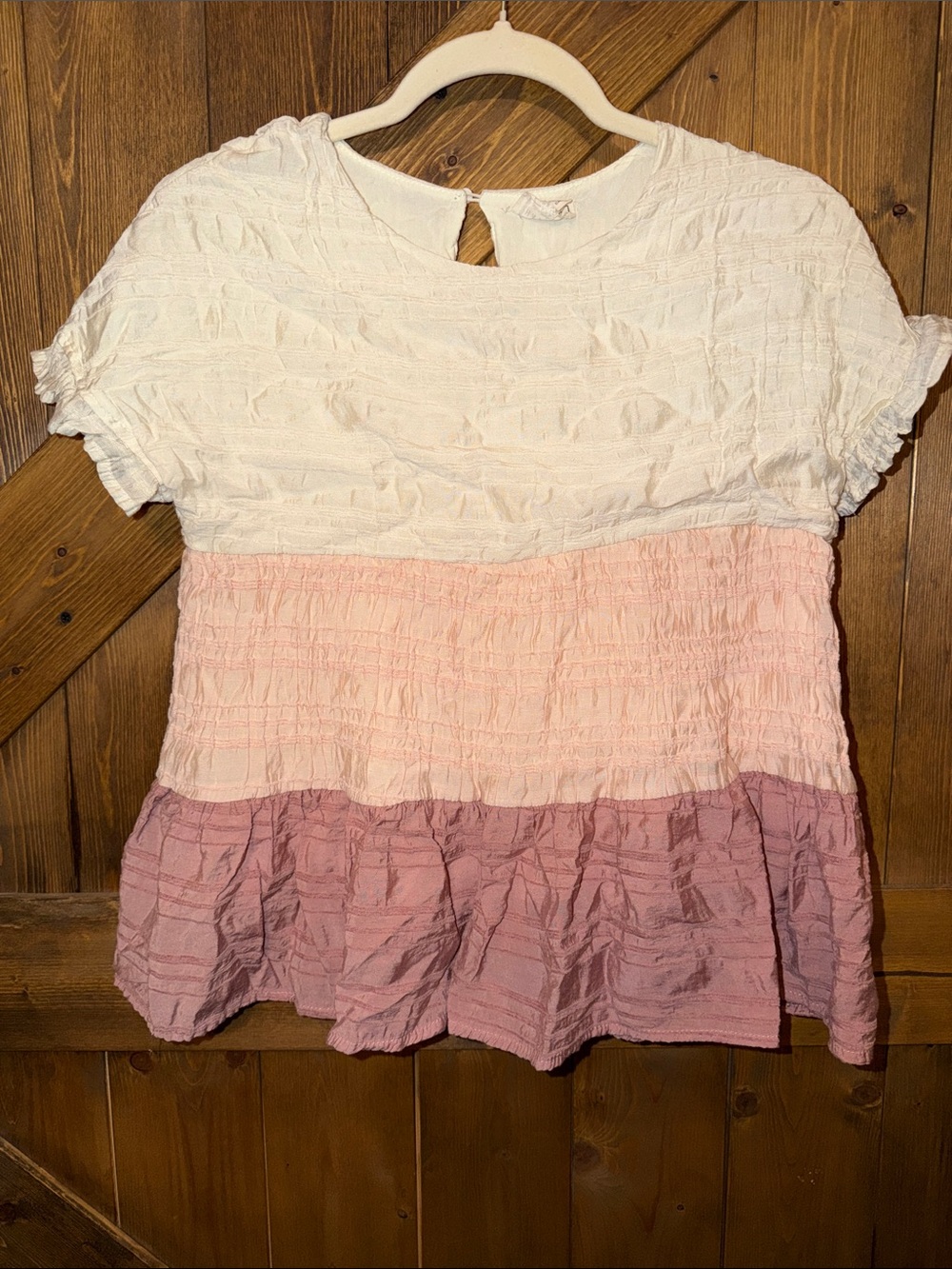 Hayden Girls Colorblock Crinkle Short Sleeve Top -size xl
